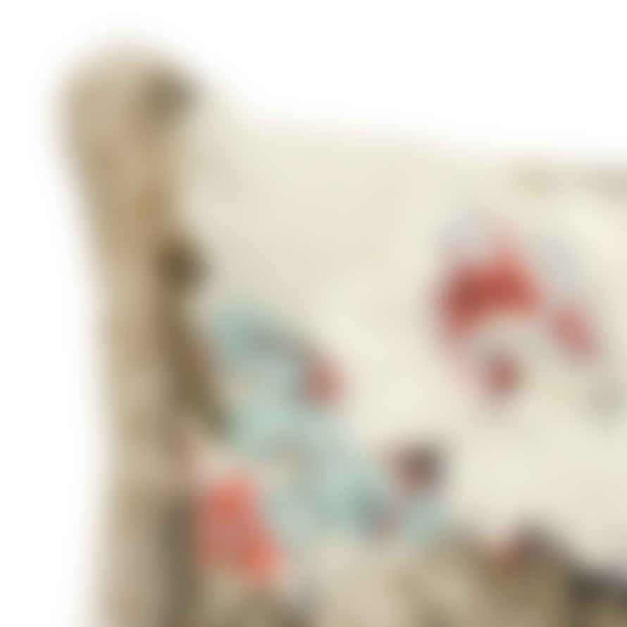 Jenny Blanc Jean Monro Floral Bolster Cushion with Fringe Trim