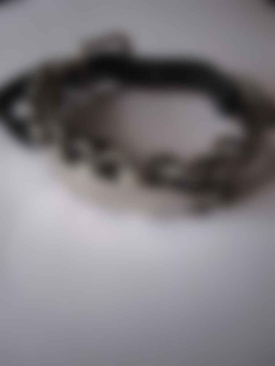 Goti 925 Oxidised Silver And Leather Bracelet 