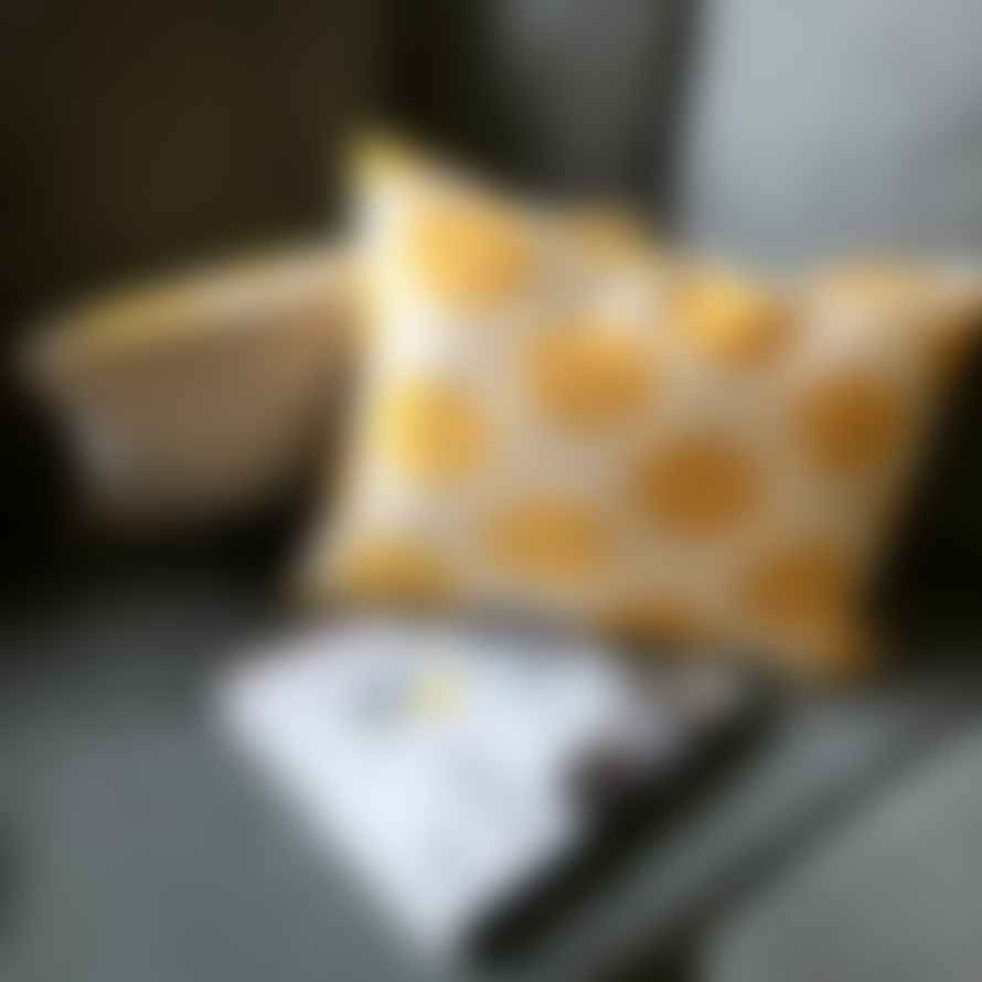 Porter + Cole Yellow and Ivory Ikat Pattern Cushion Cover