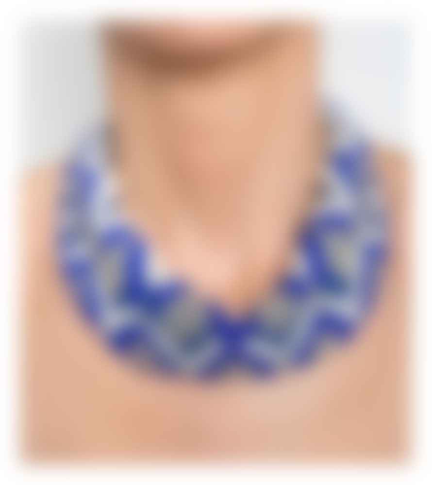 Alibey Accesorios Blue Geometric Pattern Choker Necklace 7283