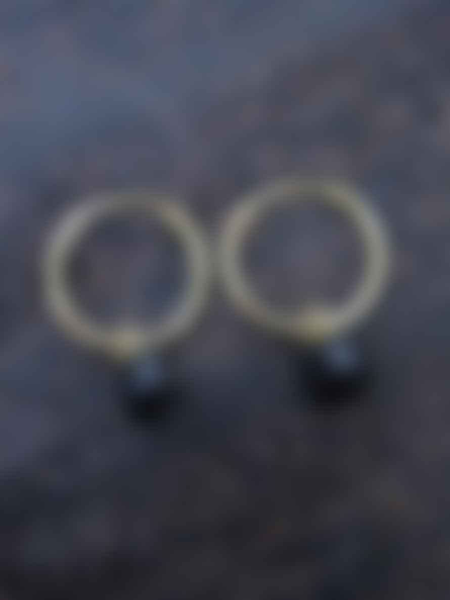 silver jewellery Small Black Onyx Hoop Earrings