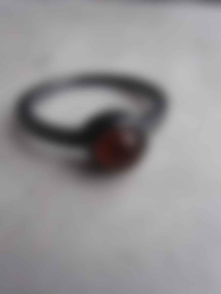 silver jewellery Black Silver Ring with Carnelian