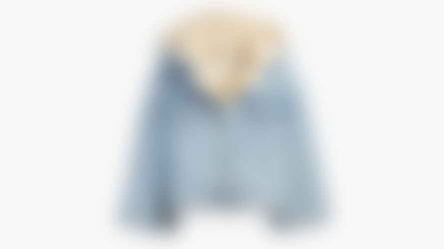 Levi's Cloud Dancer and Medium Wash Cotton Cropped Sherpa Trucker Jacket