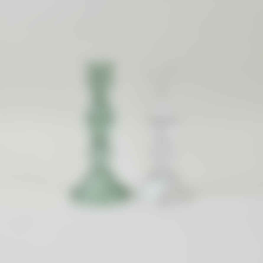 Grand Illusions Glass 'Bella' Candlestick - Green - Set of 2