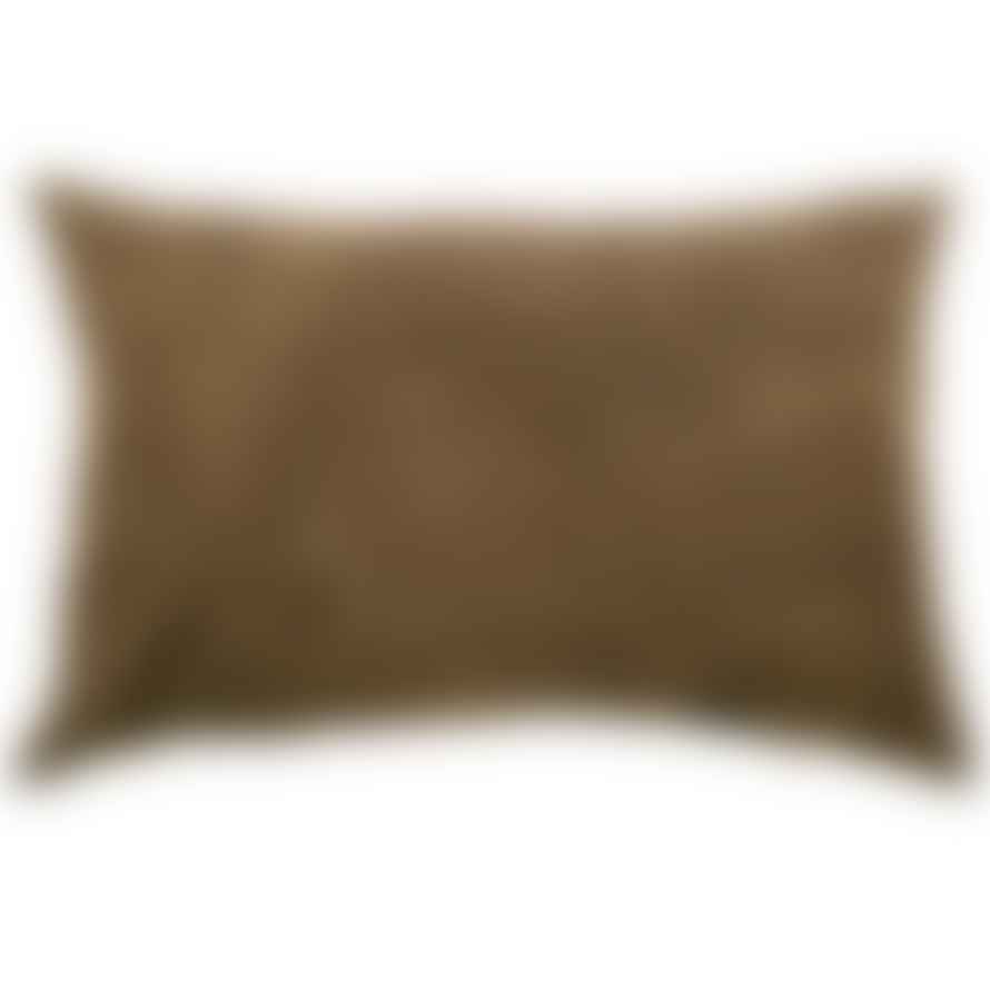 Indigo Diffusion Brown and Beige Faux Leather Tirolean Style Cushion