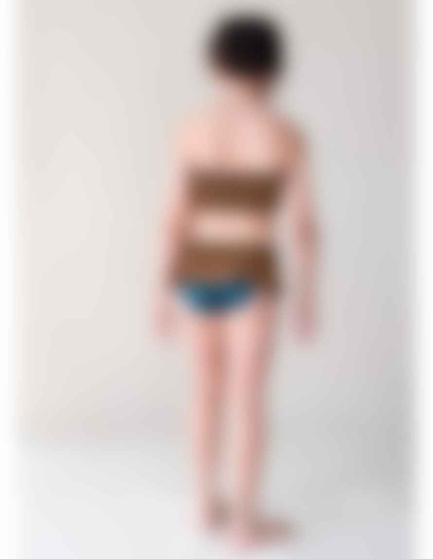 Belle Chiara Ocher Cypress Linen Lycra Bikini for 10 to 14 Year Girls