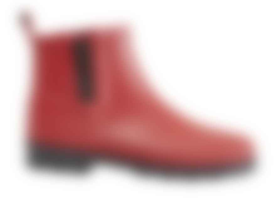 Sulman Footwear Red Rubber City Ankle Boots