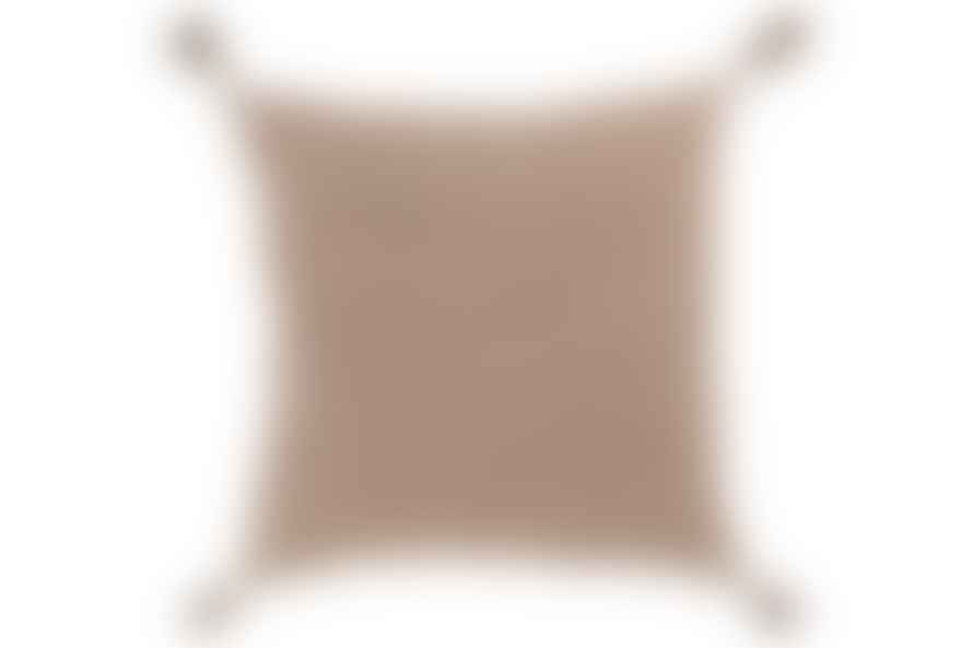 J-Line Taupe Velvet Cushion with Tassels