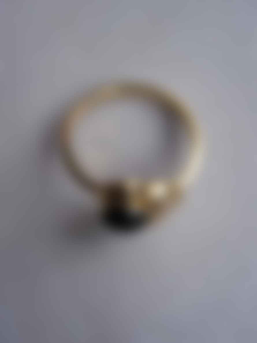 CollardManson Black Onyx Gold 925 Silver Moon Ring