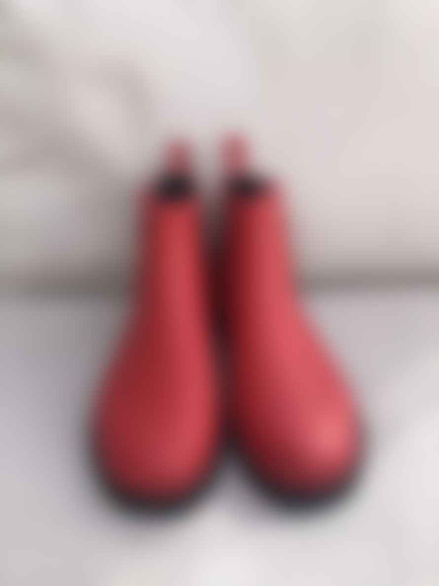 Sulman Footwear Red Rubber City Ankle Boots