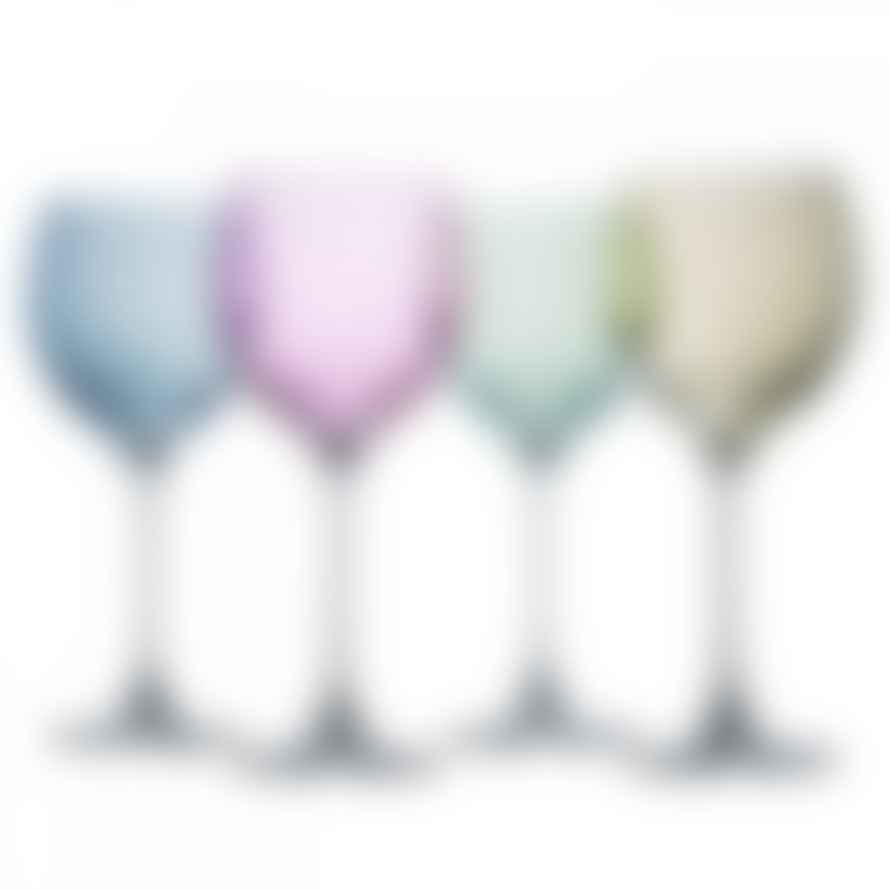 LSA International Set of 4 Polka Wine Glasses in Assorted Pastel Colours