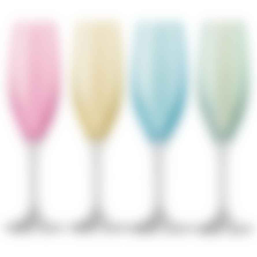 LSA International Set of 4 Polka Champagne Flutes in Assorted Pastel Colours