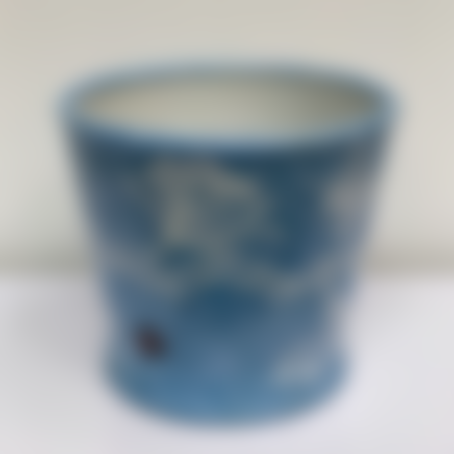 Asiatides Light Blue Planter Pot with White Flowers Large