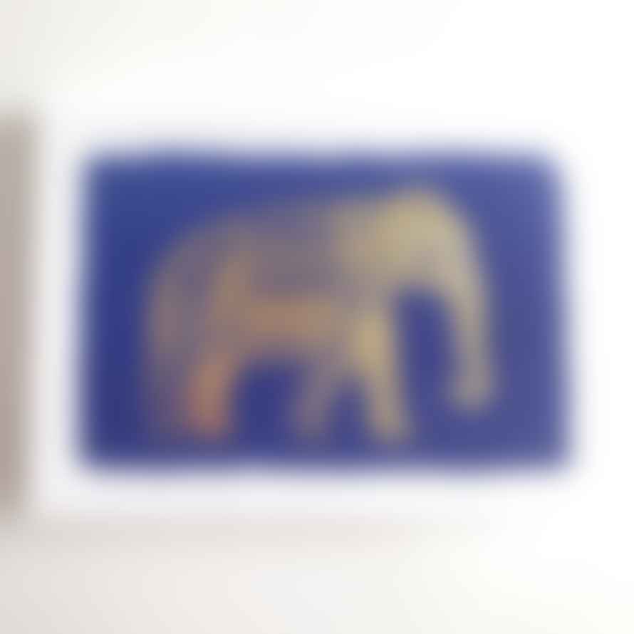 Archivist Set of 5 Gold Elephant on Blue Letterpress Notecards