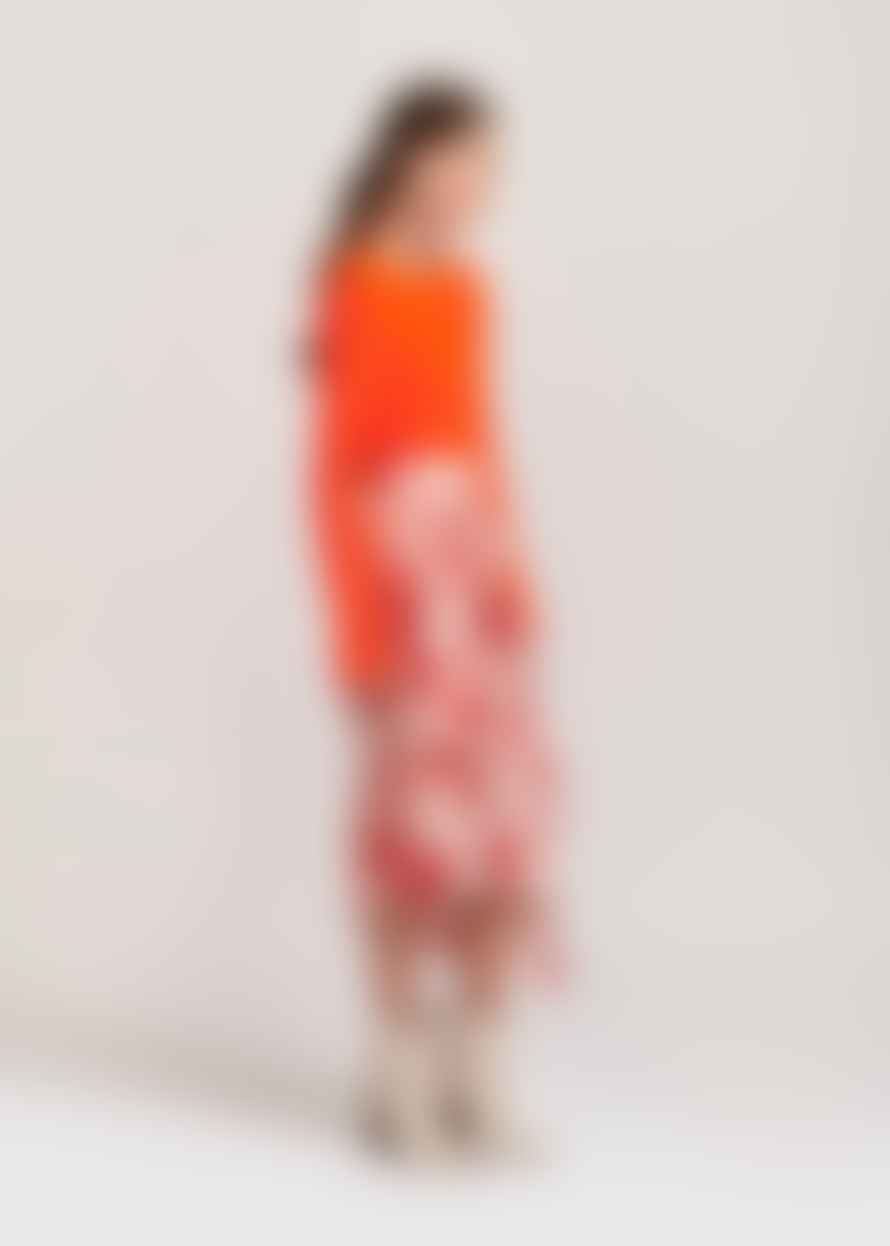 Essentiel Orange Silk Tie Dye Skirt