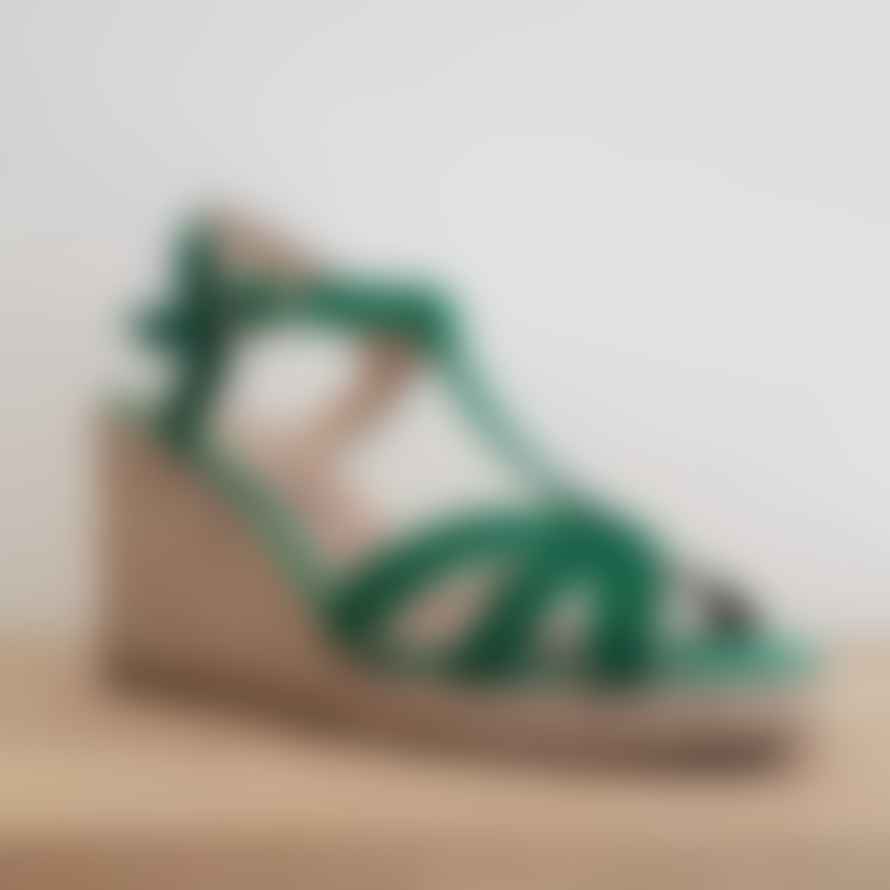 Kanna  Green Wedge Sandals 7cm