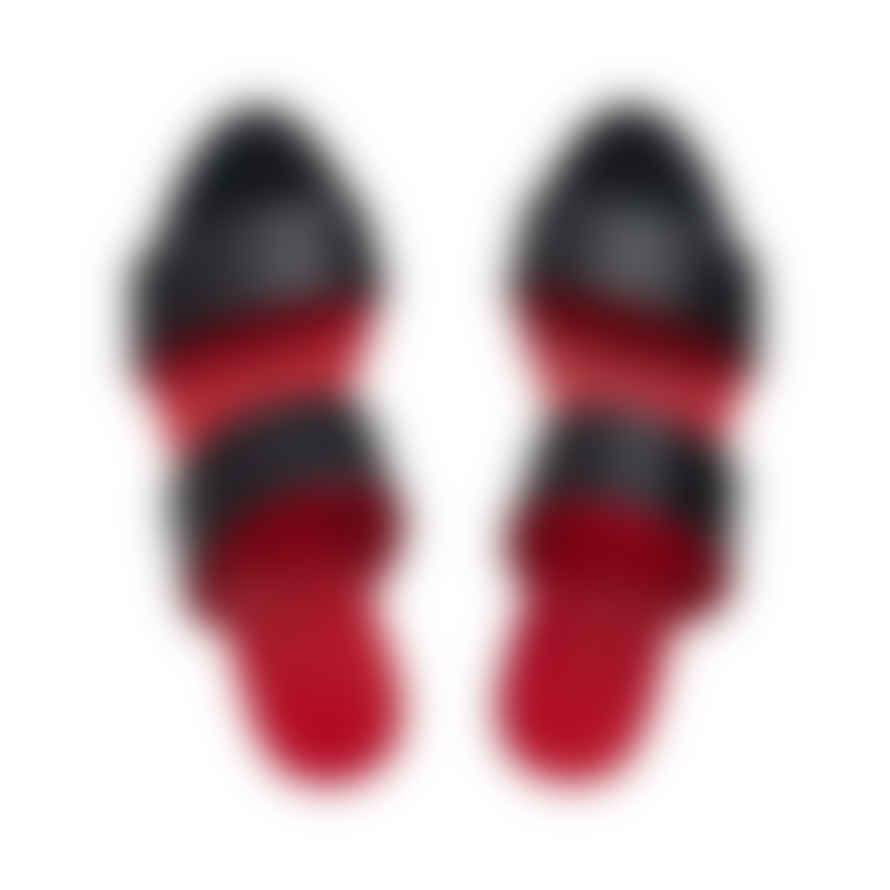 La Portegna  Alejandra Red & Black Sandals