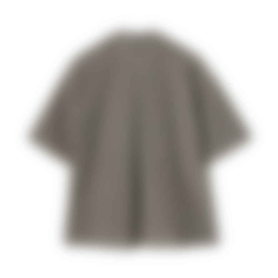 Partimento Seersucker Gingham Check Open Collar Shirt in Black