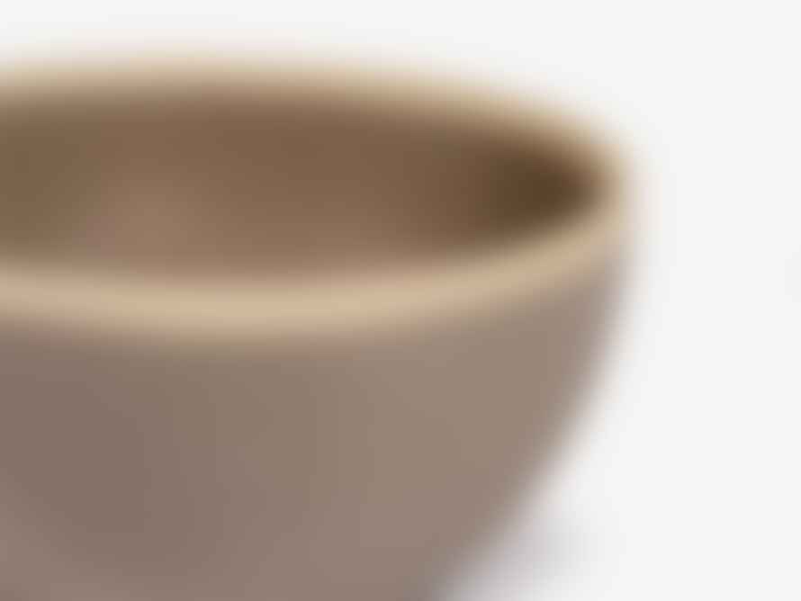 Folkdays Ceramic Bowl With White Rim Grey Small