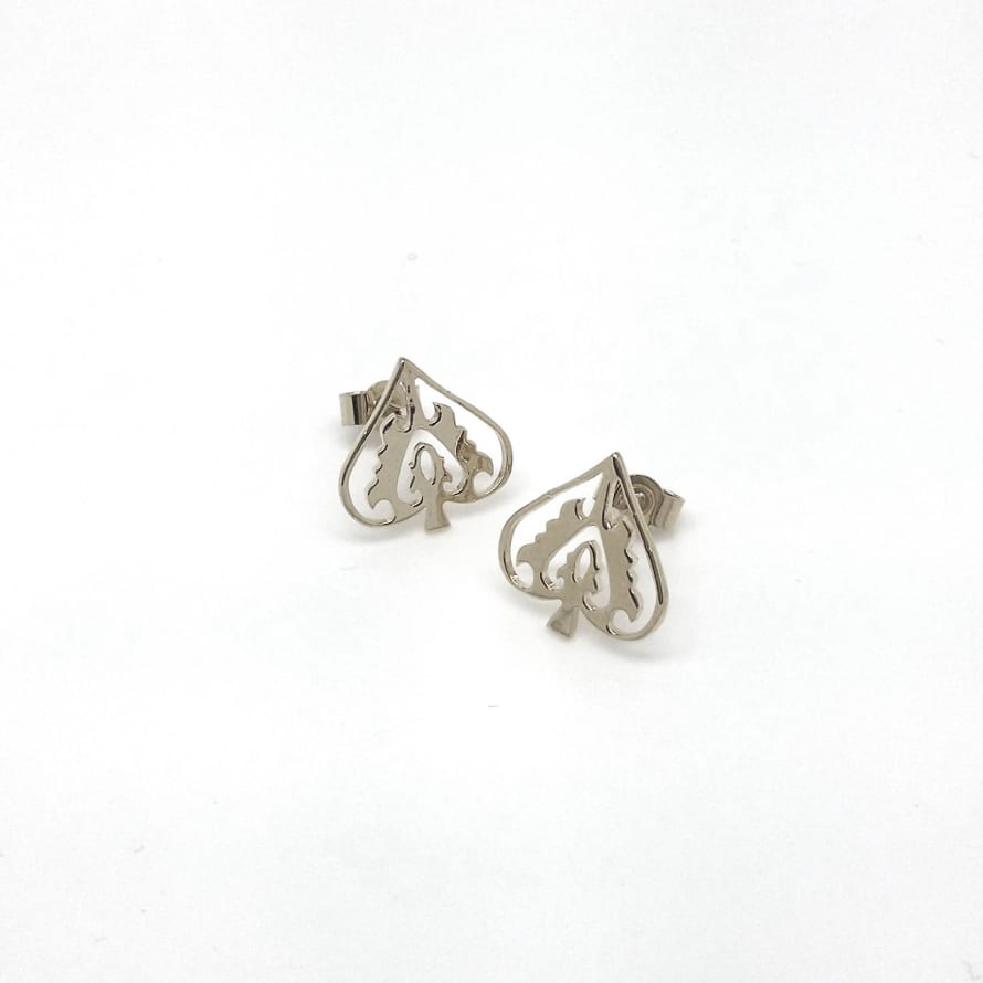 Silver Ace of Spade Studs