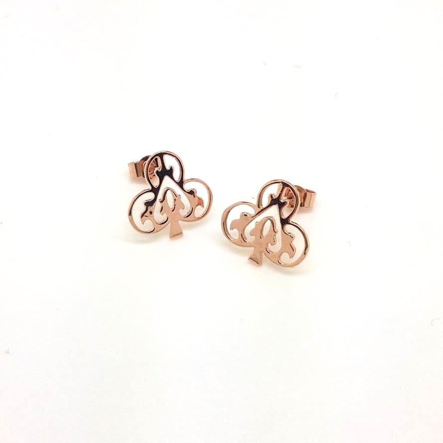 Rose Gold Ace of Club Studs