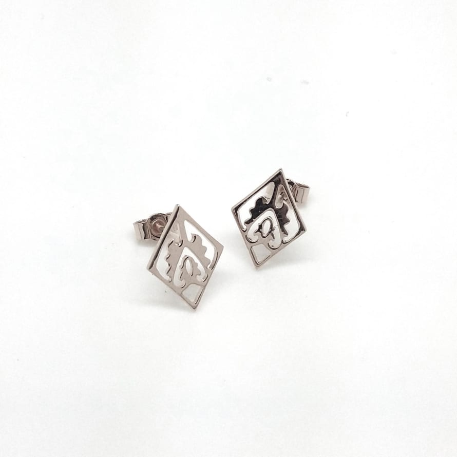 Silver Ace of Diamond Studs