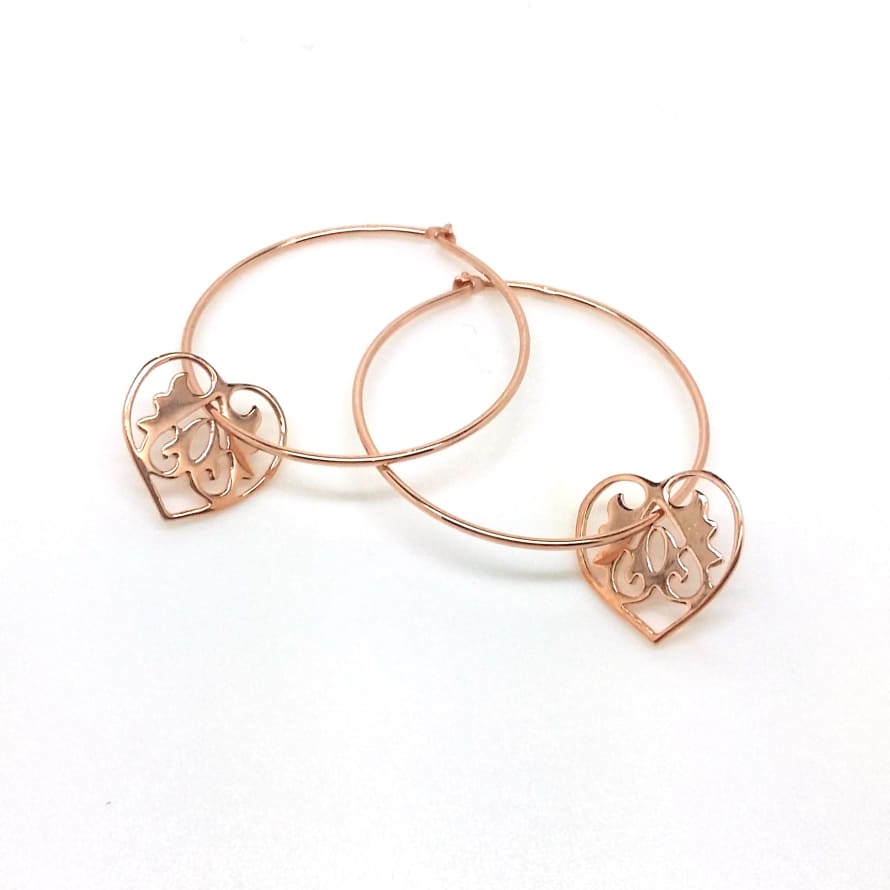 Rose Gold Ace of Heart Hoops