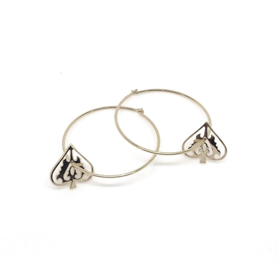 Blackbird London Silver Ace of Spade Hoops