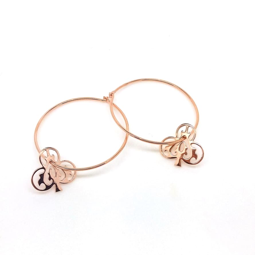 Rose Gold Ace of Club Hoops