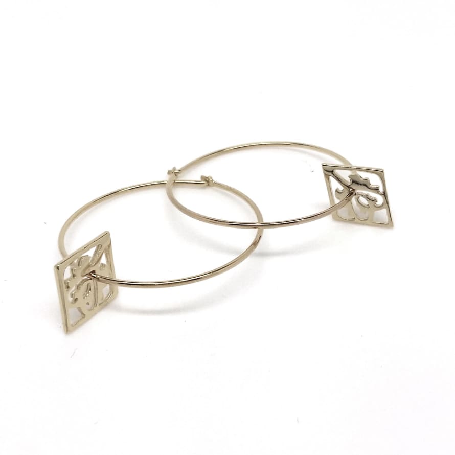 Silver Ace of Diamond Hoops