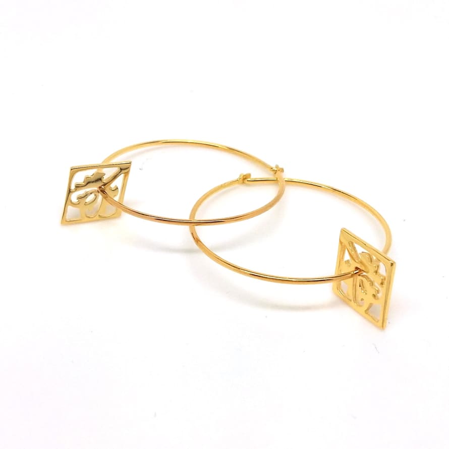 Gold Ace of Diamond Hoops