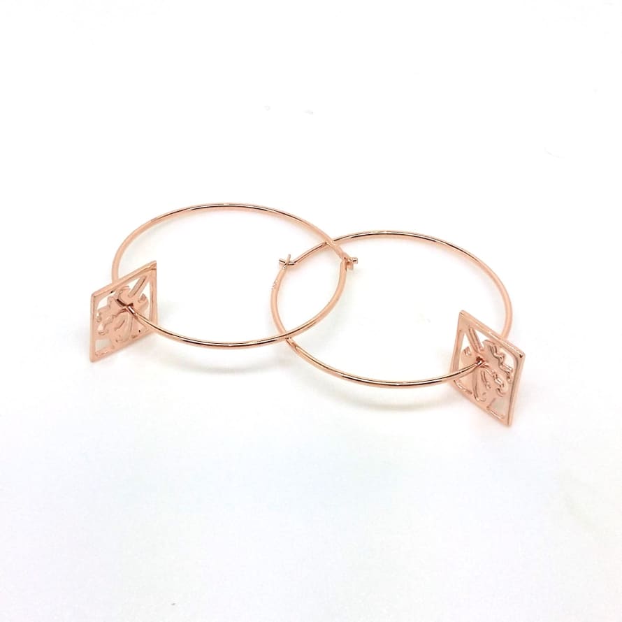 Rose Gold Ace of Diamond Hoops