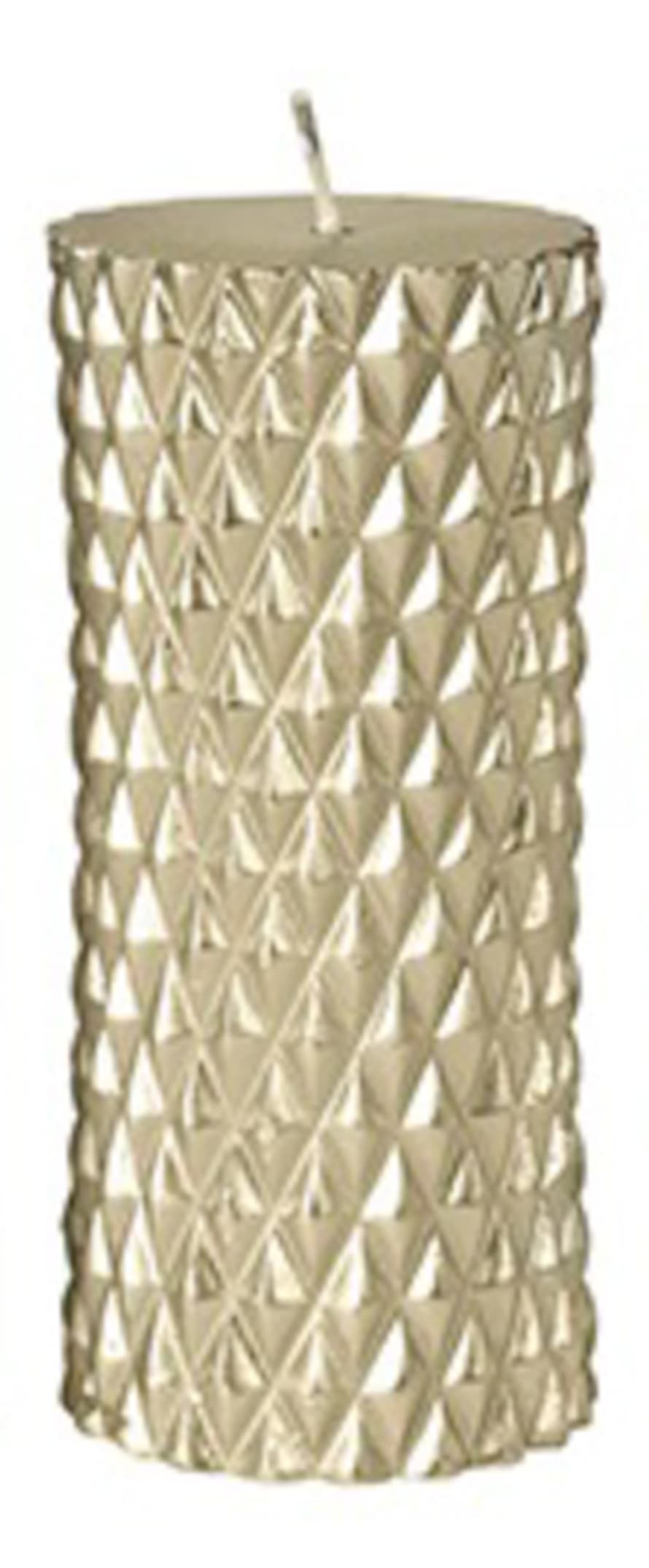 Broste Copenhagen Pillar Candle Rhomb Champagne Gold Lacquered No.5