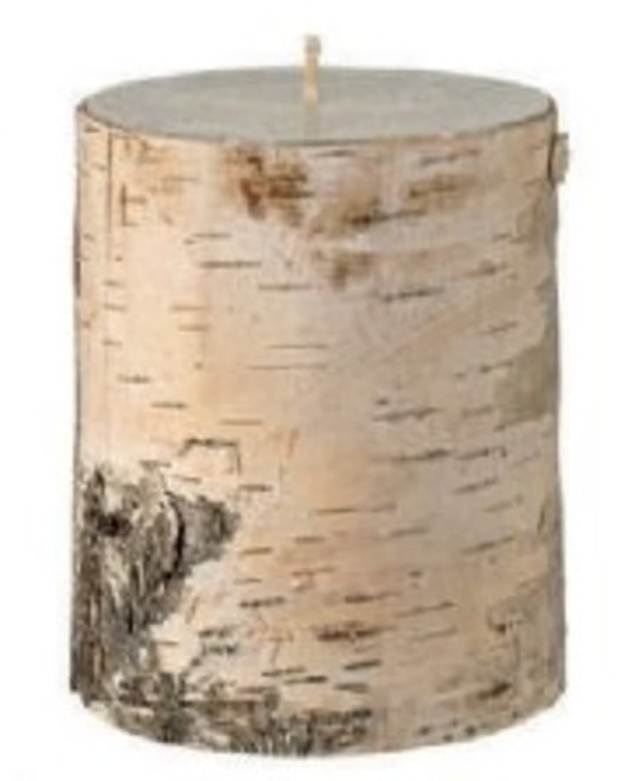 Broste Copenhagen Pillar Candle with Birch Bark Veneer 7.5 x 15cm