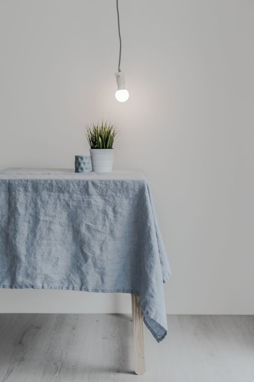 Swedish House Ice Blue Linen Tablecloth