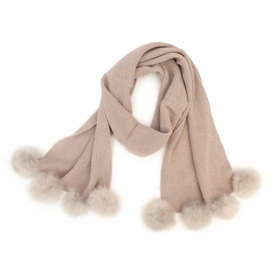 Samantha Holmes Oyster Baby Alpaca Pom Pom Scarf