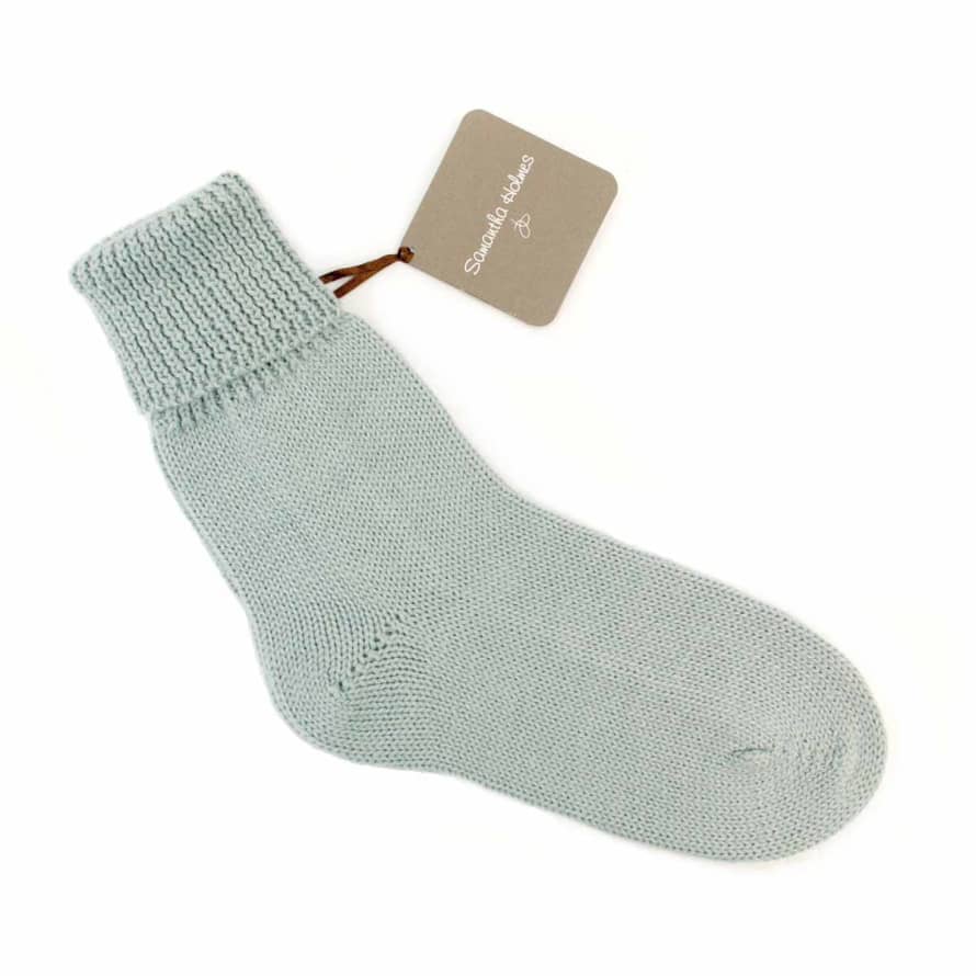 Samantha Holmes Duck Egg Blue Alpaca And Bamboo Luxury Bed Socks