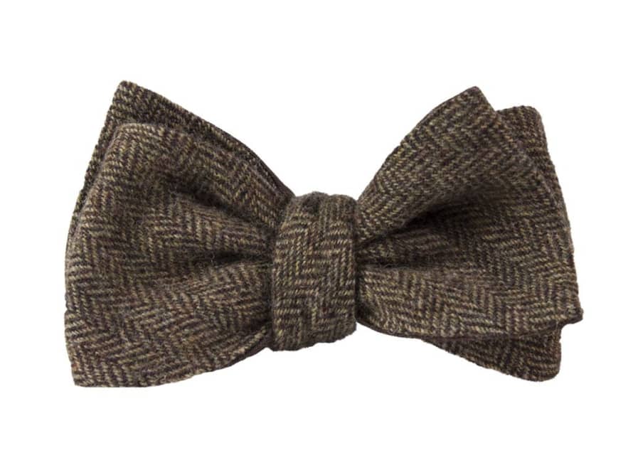 40 Colori Brown Herringbone Wool Windsor Bow Tie