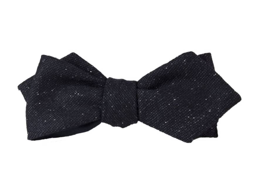 40 Colori Black Micro Dot Wool Spencer Bow Tie