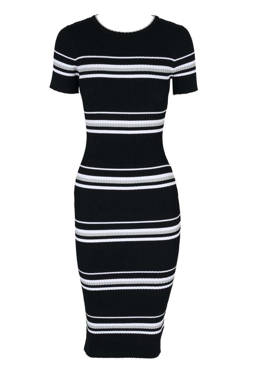 MinkPink Stripe Ribbed Sweater Midi Dress