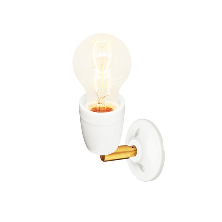White Ceramic and Brass Wall Light 