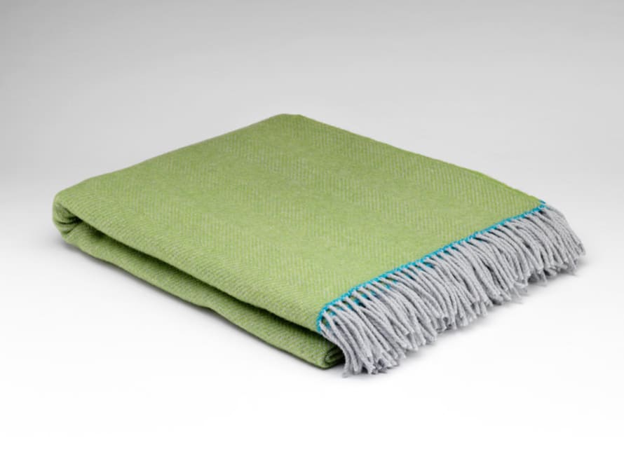 Barnbury Home Spring Green Balmoral Herringbone Throw