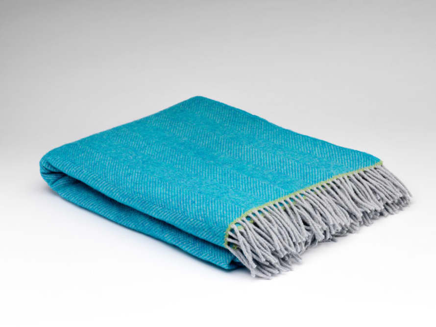 Barnbury Home Turquoise Balmoral Herringbone Throw