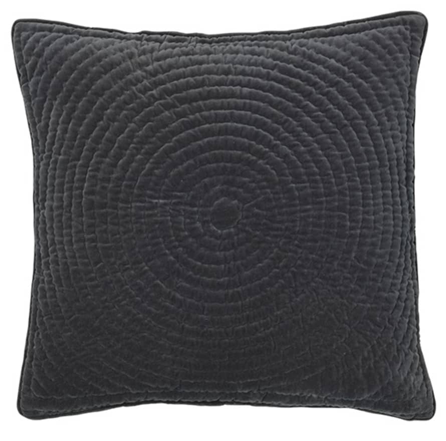 Broste Copenhagen Grey Velvet Quilted Cushion