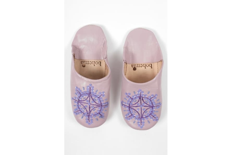 Bohemia Vintage Pink Babouche Sequin Slippers 