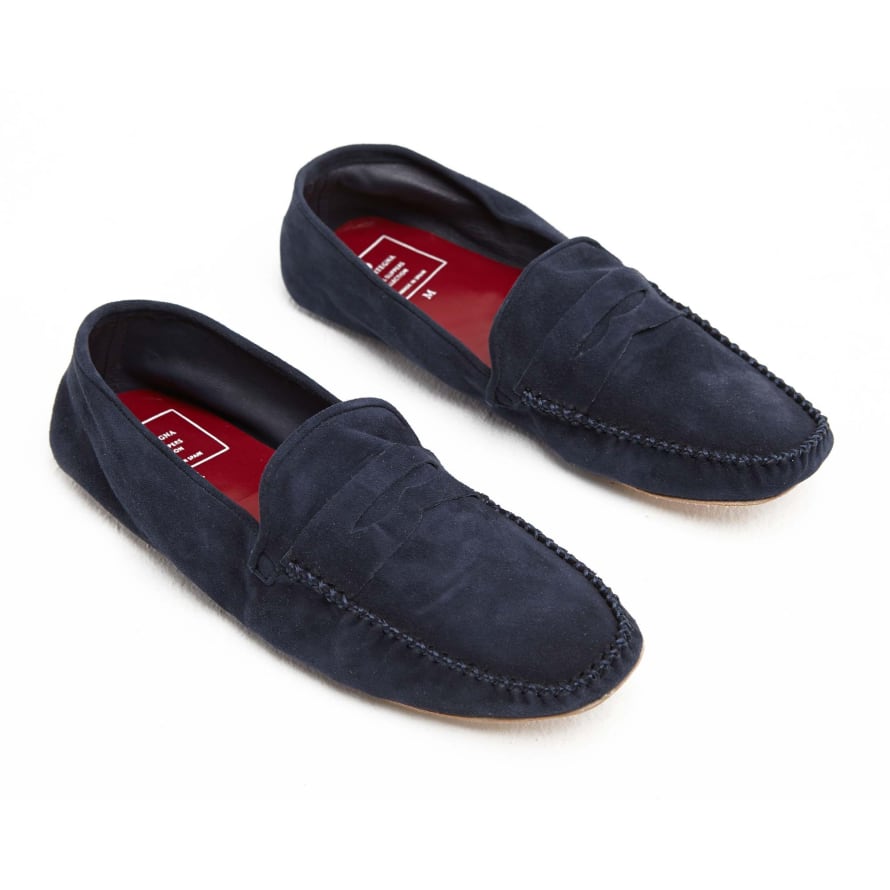 La Portegna  Navy Rodrigo Suede Slippers