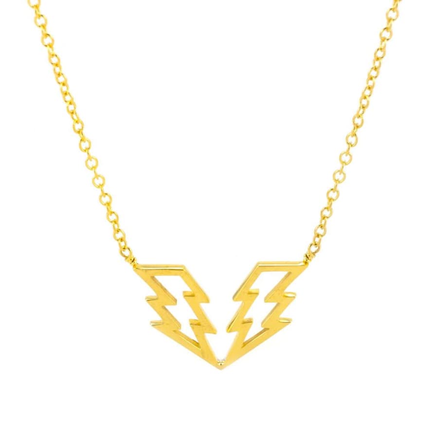 Laura Gravestock Gold Plated Lightning Struck Twice Necklace