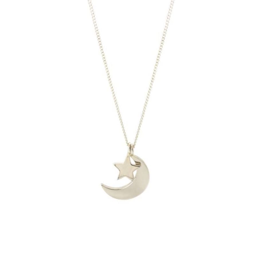 Laura Gravestock Silver Dainty Moon & Star Necklace