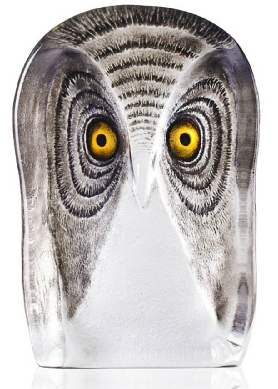 Målerås Mats Jonasson Large Glass Owl Sculpture