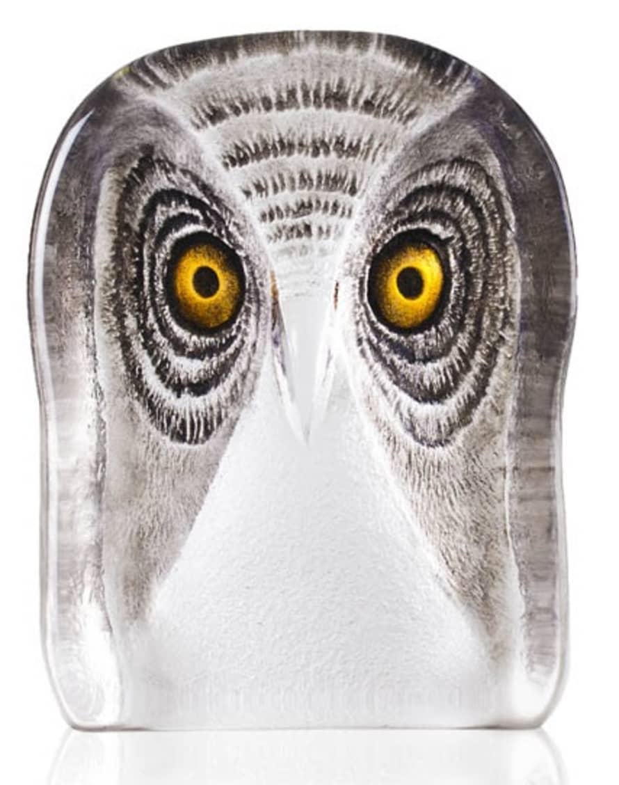 Målerås Mats Jonasson Medium Glass Owl Sculpture